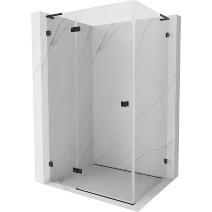 Mexen Lunar, L sklápací sprchový kút ľavý 85 x 80 cm, 8mm číre sklo, čierny profil, 834L-085-080-70-00-L