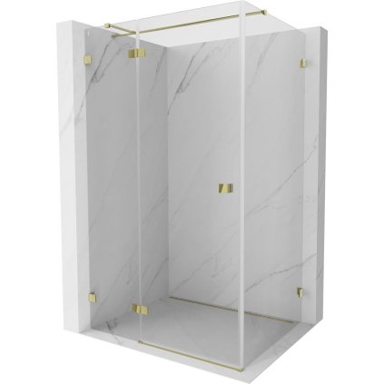 Mexen Lunar T, sklápací sprchový kút ľavý 135 x 70 cm, 8mm číre sklo, zlatý profil, 834T-135-070-50-00-L
