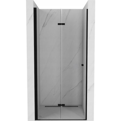Mexen Lima, skladacie sprchové dvere do otvoru 120 x 190 cm, 6mm číre sklo, čierny profil, 856-120-000-70-00