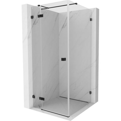 Mexen Lunar T, sklápací sprchový kút ľavý 110 x 110 cm, 8mm číre sklo, čierny profil, 834T-110-110-70-00-L