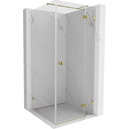 Mexen Lunar T, sklopný sprchový kút pravý 110 x 110 cm, 8mm číre sklo, zlatý profil, 834T-110-110-50-00-P