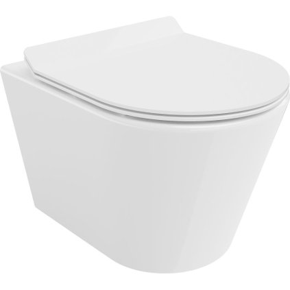 Mexen Rico, závesná WC misa 490x360x370 mm, Rimless Tornádo + WC sedadlo z duroplastu, biela lesklá, 30720100T