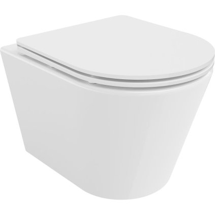 Mexen Rico, závesná WC misa 490x360x370 mm, Rimless Tornádo + WC sedadlo z duroplastu, biela lesklá, 30720300T