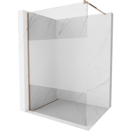 Mexen, Mexen Kioto ścianka prysznicowa Walk-in 130 x 200 cm, transparent/szron 8 mm, różowe złoto - 800-130-101-60-35