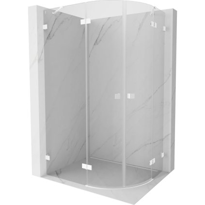 Mexen Lunar, polkruhový sprchový kút naklápací doľava 100 x 70 cm, 8mm číre sklo, biely profil, 833-100L-070P-20-00