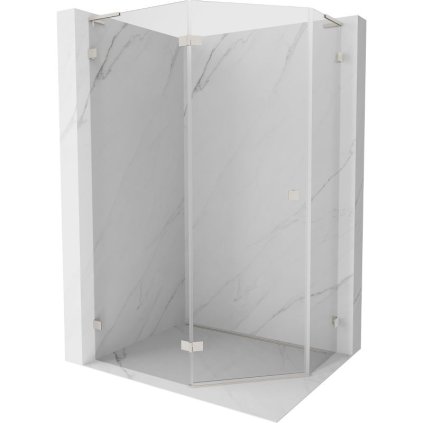 Mexen Lunar, L päťuholníkový sprchový kút naklápací doľava 100 x 80 cm, 8mm číre sklo, oceľový profil, 831L-100L-080P-97-00-L