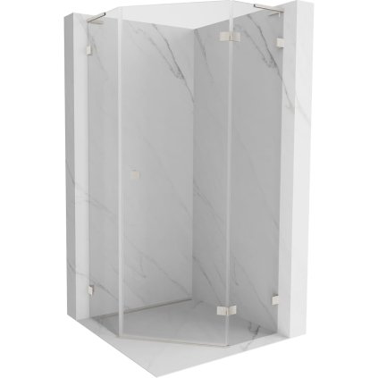 Mexen Lunar, L päťuholníkový sprchový kút naklápací vpravo 80 x 80 cm, 8mm číre sklo, oceľový profil, 831L-080P-080L-97-00-P