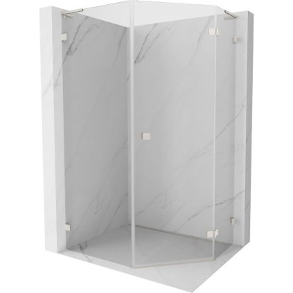 Mexen Lunar, L päťuholníkový sprchový kút naklápací vpravo 80 x 90 cm, 8mm číre sklo, oceľový profil, 831L-080P-090L-97-00-P