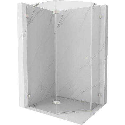 Mexen Lunar, päťuholníkový sprchový kút naklápací doľava 100 x 80 cm, 8mm číre sklo, oceľový profil, 831-100L-080P-97-00-L