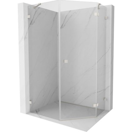 Mexen Lunar, päťuholníkový sprchový kút s pravým sklonom 80 x 90 cm, 8mm číre sklo, oceľový profil, 831-080P-090L-97-00-P