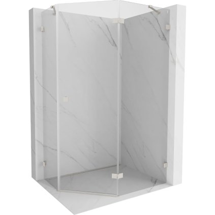Mexen Lunar, pravý výklopný päťuholníkový sprchový kút 90 x 80 cm, 8mm číre sklo, oceľový profil, 831-090P-080L-97-00-P