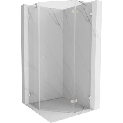 Mexen Lunar, päťuholníkový sprchový kút s pravým sklonom 90 x 90 cm, 8mm číre sklo, oceľový profil, 831-090P-090L-97-00-P