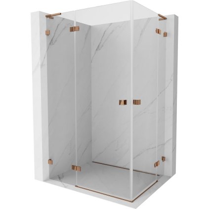 Mexen Lunar, L Duo výklopný sprchový kút 120 x 115 cm, 8mm číre sklo, profil ružové zlato, 834L-120L-115P-60-00