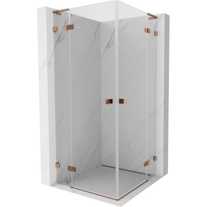 Mexen Lunar, L Duo výklopný sprchový kút 120 x 120 cm, 8mm číre sklo, profil ružové zlato, 834L-120L-120P-60-00