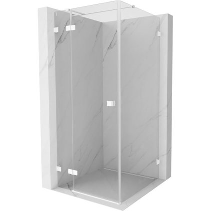 Mexen Lunar T, sklápací sprchový kút ľavý 120 x 120 cm, 8mm číre sklo, biely profil, 834T-120-120-20-00-L