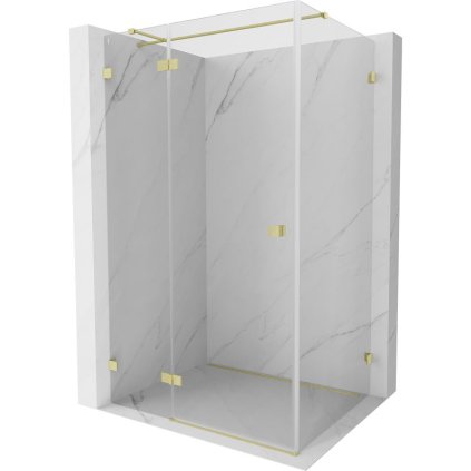 Mexen Lunar T, sklápací sprchový kút ľavý 135 x 70 cm, 8mm číre sklo, zlatý matný profil, 834T-135-070-55-00-L