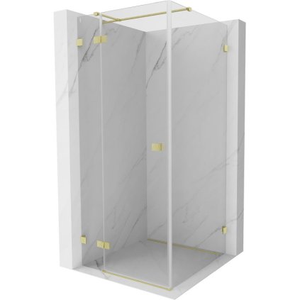Mexen Lunar T, sklápací sprchový kút ľavý 120 x 120 cm, 8mm číre sklo, zlatý kartáčovaný - 834T-120-120-55-00-L