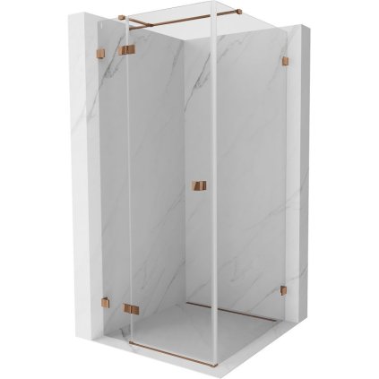 Mexen Lunar T, sklápací sprchový kút ľavý 120 x 120 cm, 8mm číre sklo, profil ružové zlato, 834T-120-120-60-00-L