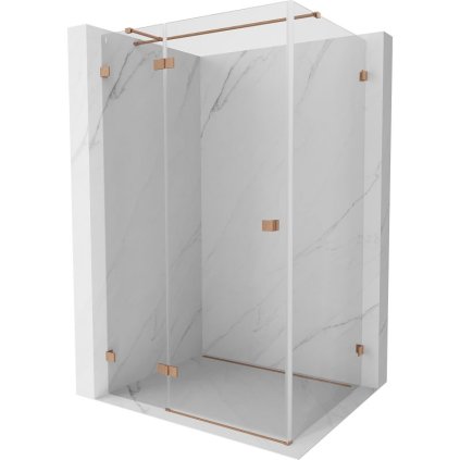 Mexen Lunar T, sklápací sprchový kút ľavý 135 x 70 cm, 8mm číre sklo, profil medená matná, 834T-135-070-65-00-L