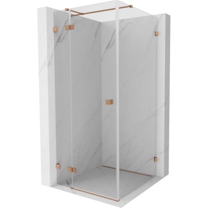 Mexen Lunar T, sklápací sprchový kút ľavý 110 x 110 cm, 8mm číre sklo, profil medená matná, 834T-110-110-65-00-L