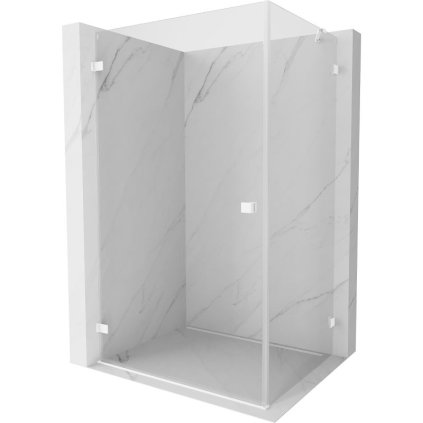 Mexen Lunar-B, výklopný sprchový kút ľavý 100 x 70 cm, 8mm číre sklo, biely profil, 832-100-070-20-00-L
