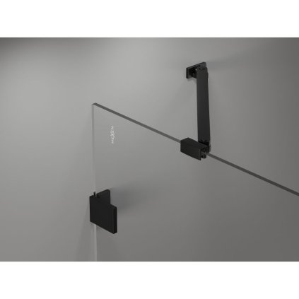 Mexen Lunar-B, výklopný sprchový kút ľavý 100 x 100 cm, 8mm číre sklo, čierny profil, 832-100-100-70-00-L