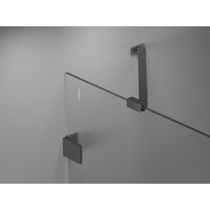 Mexen Lunar-B, výklopný sprchový kút ľavý 100 x 100 cm, 8mm číre sklo, grafitový profil, 832-100-100-95-00-L