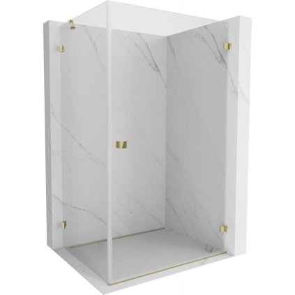 Mexen Lunar-B, pravostranný výklopný sprchový kút 100 x 80 cm, 8mm číre sklo, zlatý profil, 832-100-080-50-00-P