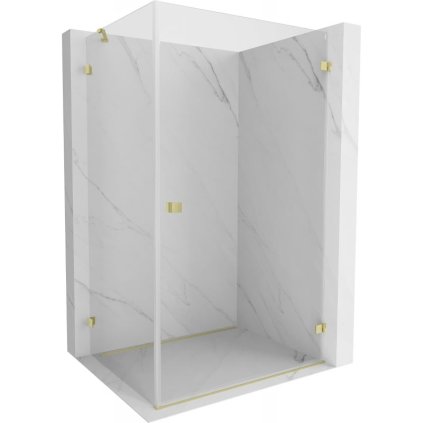 Mexen Lunar-B, pravostranný výklopný sprchový kút 85 x 70 cm, 8mm číre sklo, zlatý kartáčovaný - 832-085-070-55-00-P