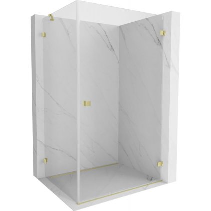 Mexen Lunar-B, pravostranný výklopný sprchový kút 100 x 80 cm, 8mm číre sklo, zlatý kartáčovaný - 832-100-080-55-00-P