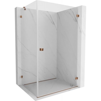 Mexen Lunar-B, pravostranný výklopný sprchový kút 90 x 80 cm, 8mm číre sklo, profil ružové zlato, 832-090-080-60-00-P