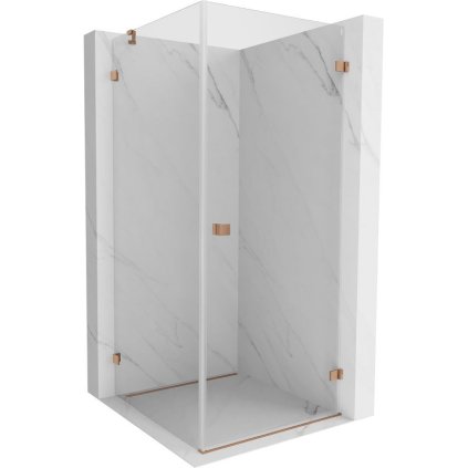 Mexen Lunar-B, pravostranný výklopný sprchový kút 70 x 70 cm, 8mm číre sklo, profil medená matná, 832-070-070-65-00-P