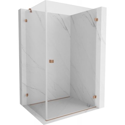 Mexen Lunar-B, pravostranný výklopný sprchový kút 100 x 80 cm, 8mm číre sklo, profil medená matná, 832-100-080-65-00-P