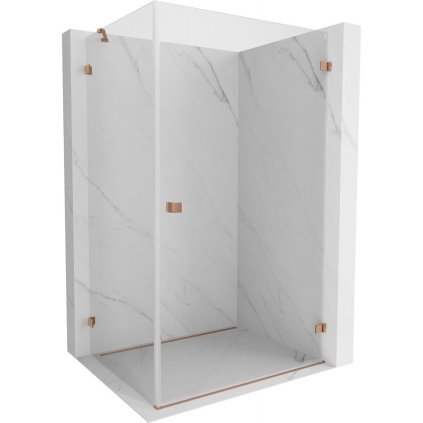 Mexen Lunar-B, pravostranný výklopný sprchový kút 100 x 90 cm, 8mm číre sklo, profil medená matná, 832-100-090-65-00-P