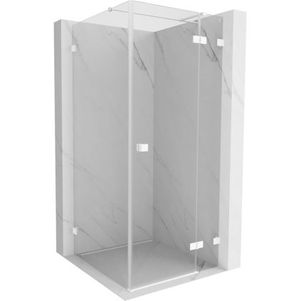 Mexen Lunar T, výklopný sprchový kút pravý 120 x 120 cm, 8mm číre sklo, biely profil, 834T-120-120-20-00-P