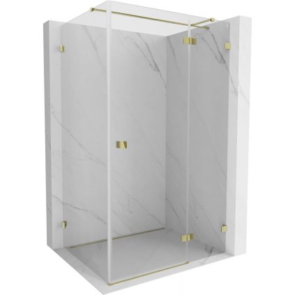 Mexen Lunar T, výklopný sprchový kút pravý 120 x 70 cm, 8mm číre sklo, zlatý profil, 834T-120-070-50-00-P