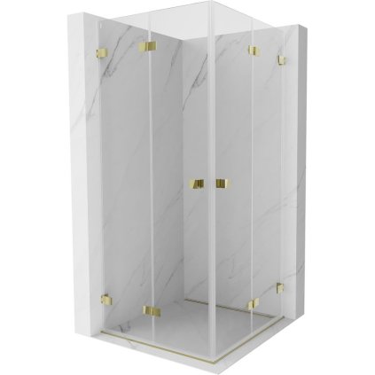 Mexen Lunar-F Duo, skladací sprchový kút 95 x 95 cm, 6mm číre sklo, zlatý profil, 836-095L-095P-50-00