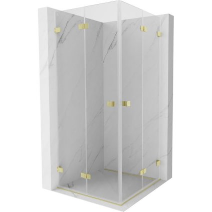 Mexen Lunar-F Duo, skladací sprchový kút 95 x 95 cm, 6mm číre sklo, zlatý matný profil, 836-095L-095P-55-00