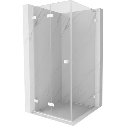 Mexen Lunar-F L, skladací sprchový kút ľavý 70 x 70 cm, 8mm číre sklo, biely profil, 836L-070-070-20-00-L