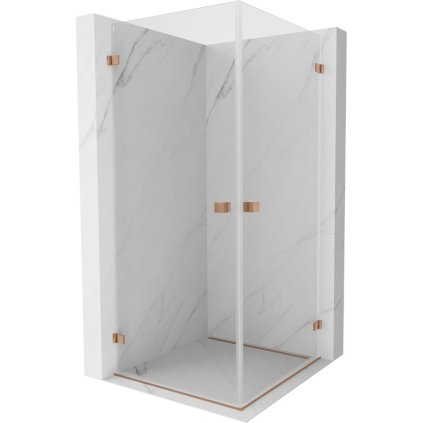 Mexen Lunar-B Duo výklopný sprchový kút 70 x 70 cm, číre sklo, medená matná, 832-070L-070P-65-00