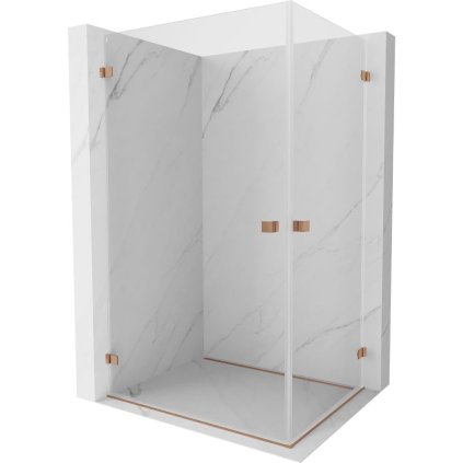 Mexen Lunar-B Duo výklopný sprchový kút 80 x 70 cm, číre sklo, medená matná, 832-080L-070P-65-00