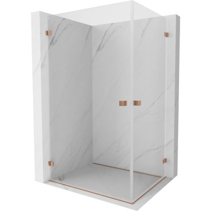 Mexen Lunar-B Duo výklopný sprchový kút 100 x 80 cm, číre sklo, medená matná, 832-100L-080P-65-00