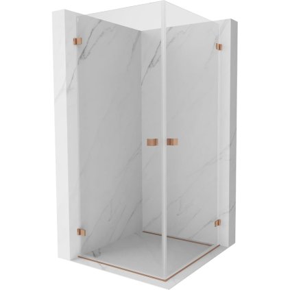 Mexen Lunar-B Duo výklopný sprchový kút 100 x 100 cm, číre sklo, medená matná, 832-100L-100P-65-00