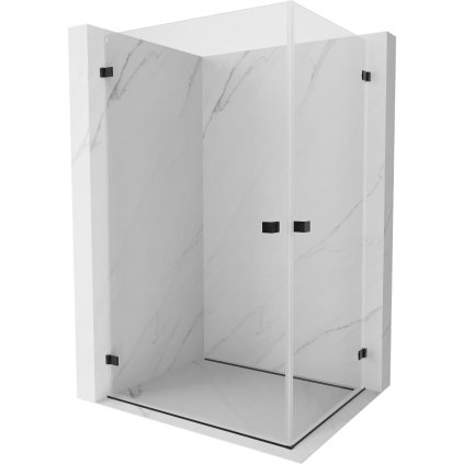 Mexen Lunar-B Duo výklopný sprchový kút 100 x 95 cm, číre sklo, čierna matná, 832-100L-095P-70-00