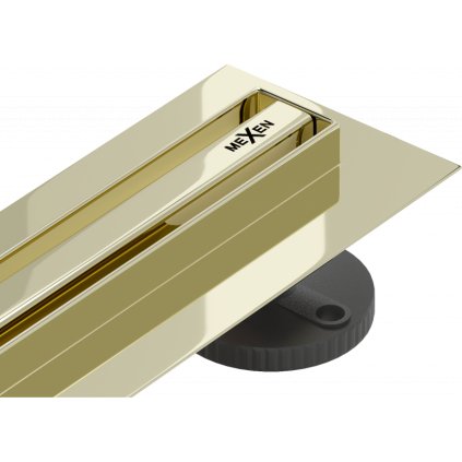 Mexen Flat nerezový sprchový žľab s rotačným 360° sifónom 100 cm, vzor SLIM, zlatá, 1541100