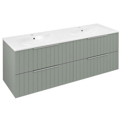 Sapho, CIRASA umývadlová skrinka s dvojitým umývadlom 141x54x46cm, verde strip, CR141-4444S-21