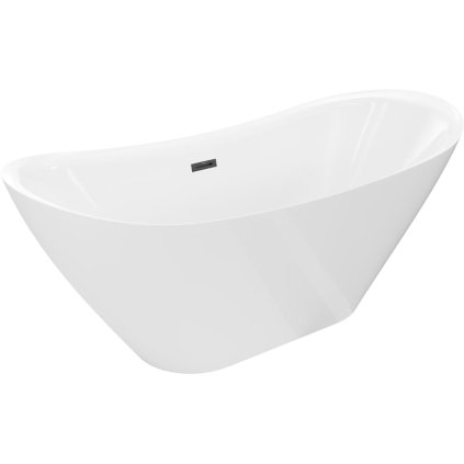 Mexen Lotos, voľne stojaca vaňa 150 x 75 cm, biela, čierny prepad, 52051507700-70