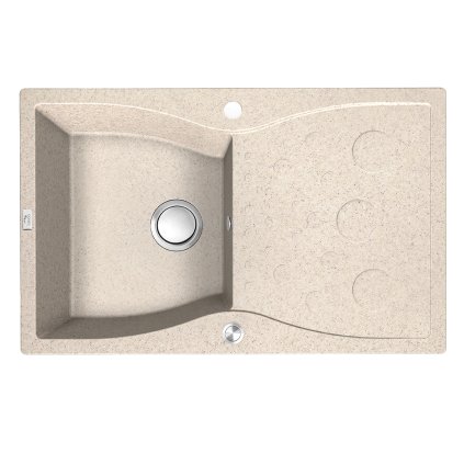 Laveo Molokin, 1-komorový granitový drez 800x500x180 mm s dlhým odkvapkávačom, béžová, LAV-SPO_411T