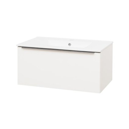 Mereo, Mereo Mailo, kúpeľňová skrinka s keramickým umývadlom 81 cm, biela, chróm madlo, MER-CN516