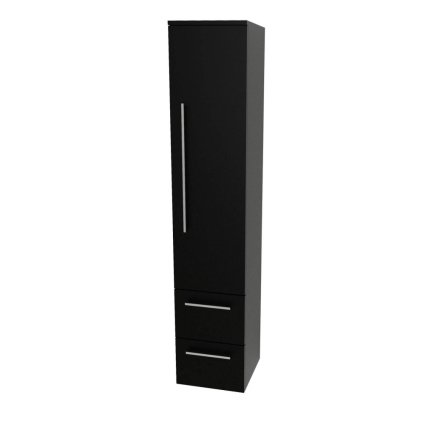 Mereo, Mereo Bino, kúpeľňová skrinka vysoká 163 cm, pravá, Multidecor, Čierna Supermat, MER-CN698CIPM